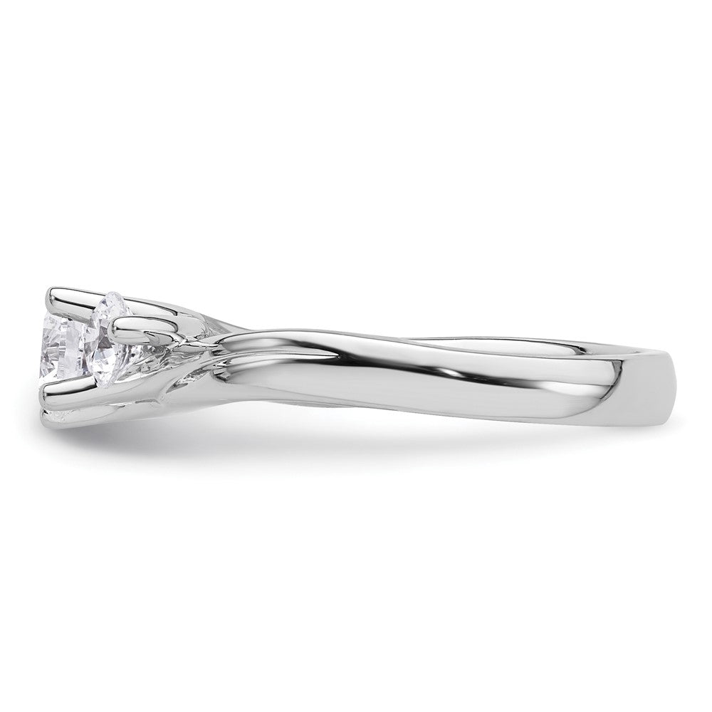 0.50ct. CZ Solid Real 14K White Gold 3-Stone Engagement Ring