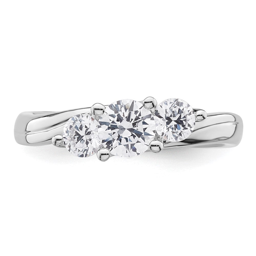 0.50ct. CZ Solid Real 14K White Gold 3-Stone Engagement Ring