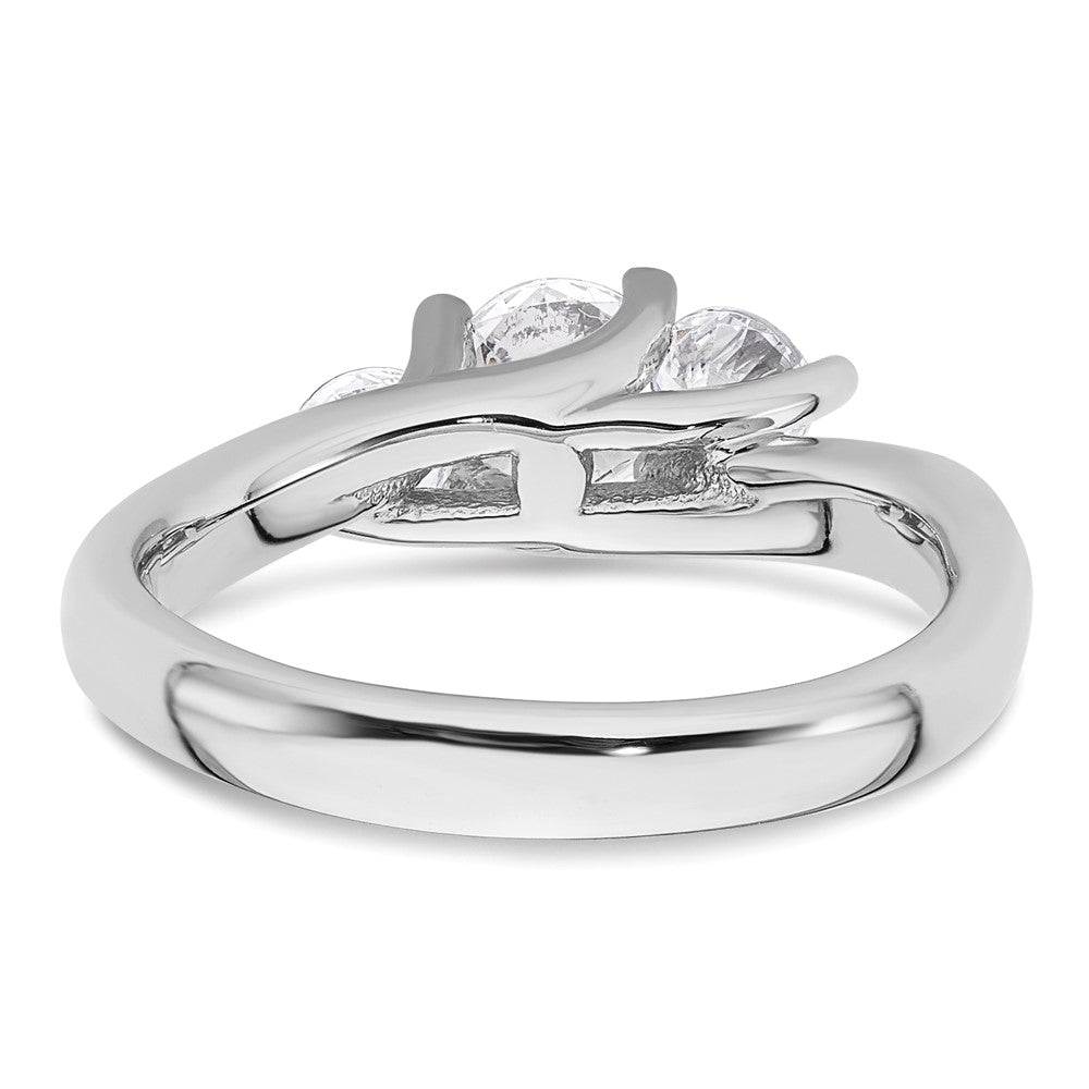 0.50ct. CZ Solid Real 14K White Gold 3-Stone Engagement Ring