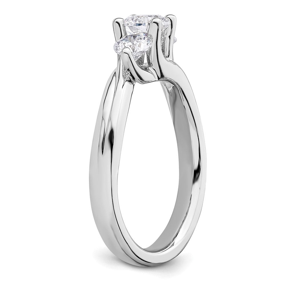 0.50ct. CZ Solid Real 14K White Gold 3-Stone Engagement Ring