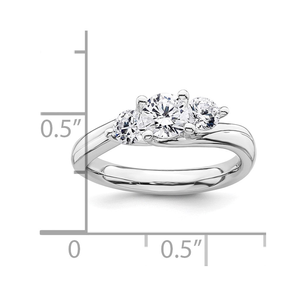 0.50ct. CZ Solid Real 14K White Gold 3-Stone Engagement Ring