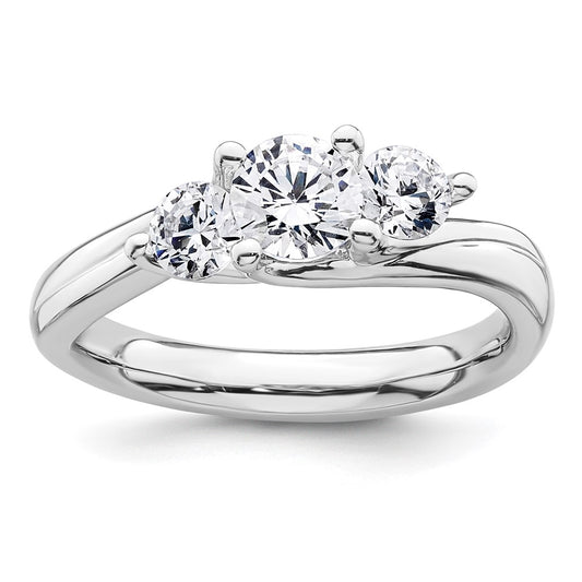 0.50ct. CZ Solid Real 14K White Gold 3-Stone Engagement Ring