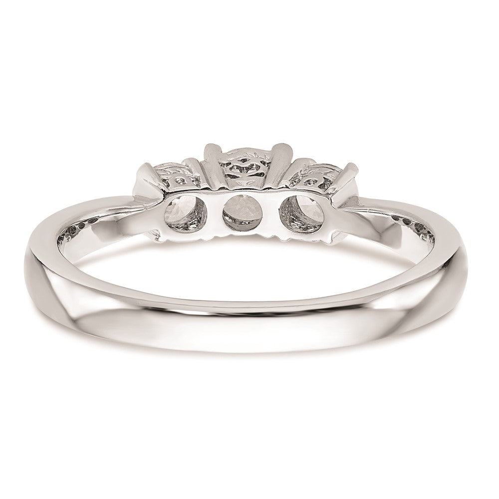 0.33ct. CZ Solid Real 14K White Gold 3-Stone Engagement Ring