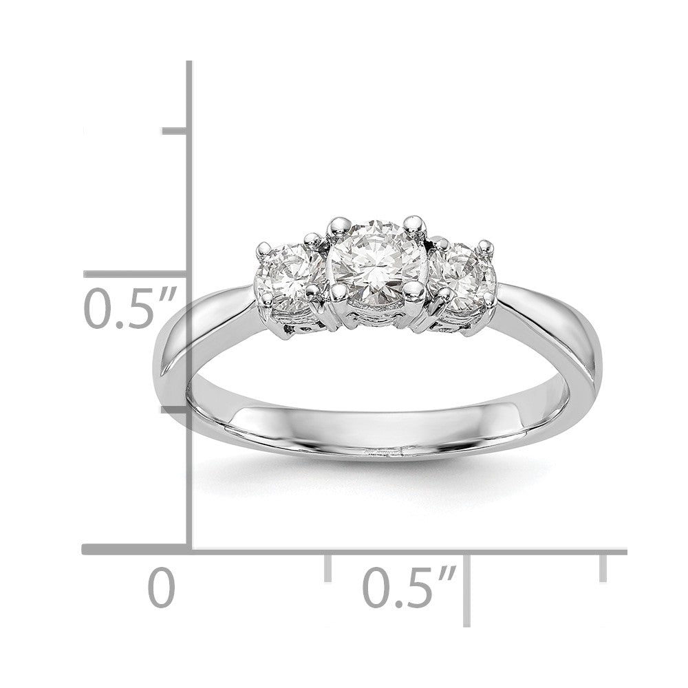 0.33ct. CZ Solid Real 14K White Gold 3-Stone Engagement Ring