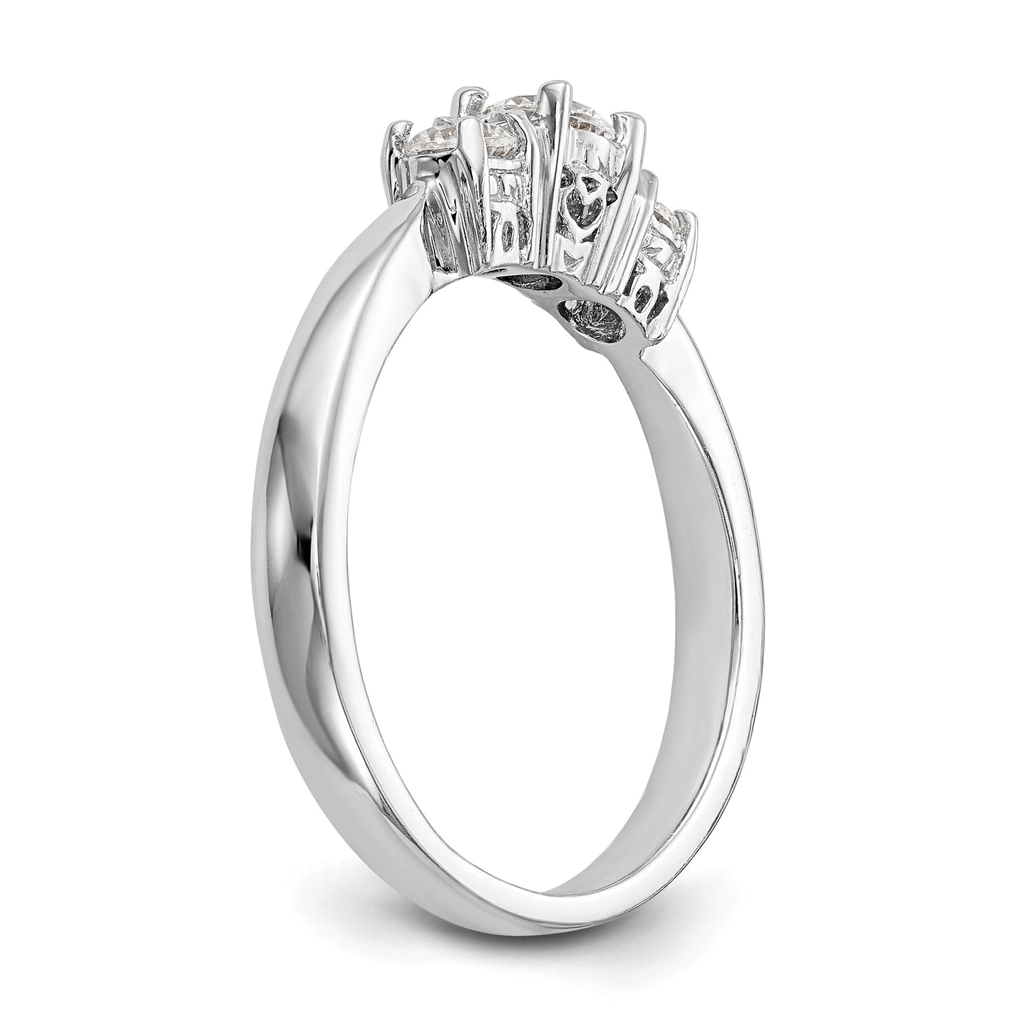 0.33ct. CZ Solid Real 14K White Gold 3-Stone Engagement Ring