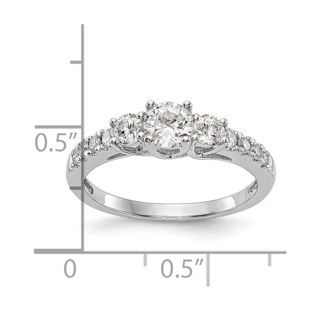 0.33ct. CZ Solid Real 14K White Gold 3-Stone Engagement Ring