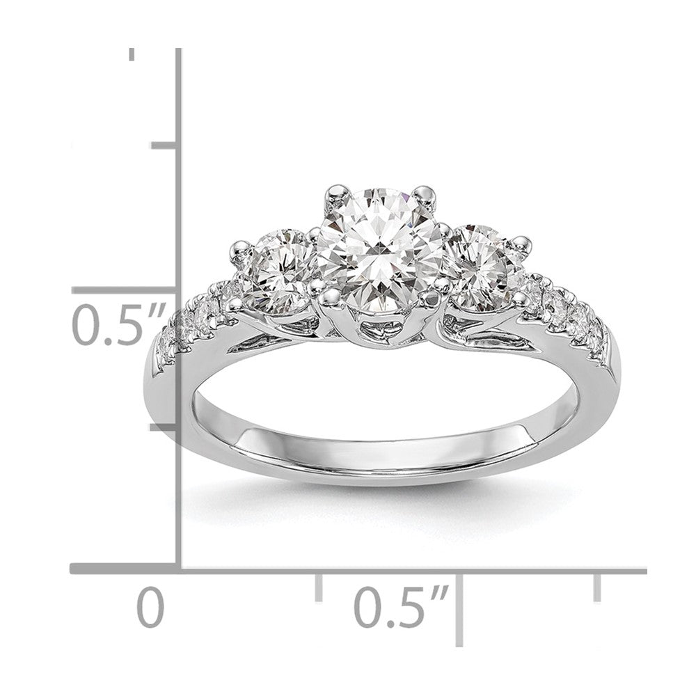 0.33ct. CZ Solid Real 14K White Gold 3-Stone Engagement Ring