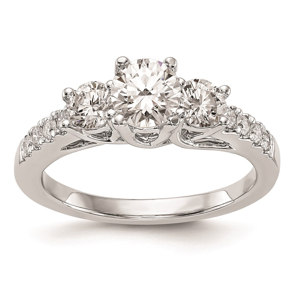 0.33ct. CZ Solid Real 14K White Gold 3-Stone Engagement Ring