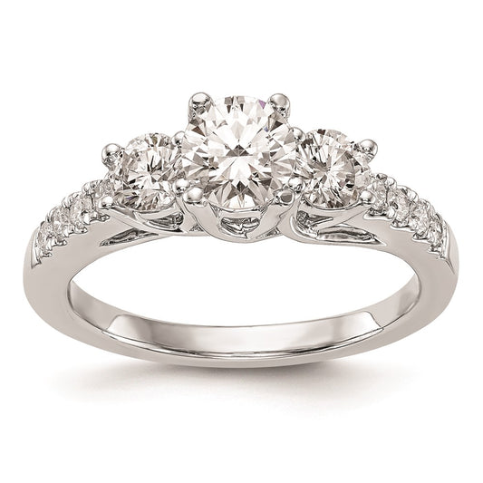 0.50ct. CZ Solid Real 14K White Gold 3-Stone Engagement Ring