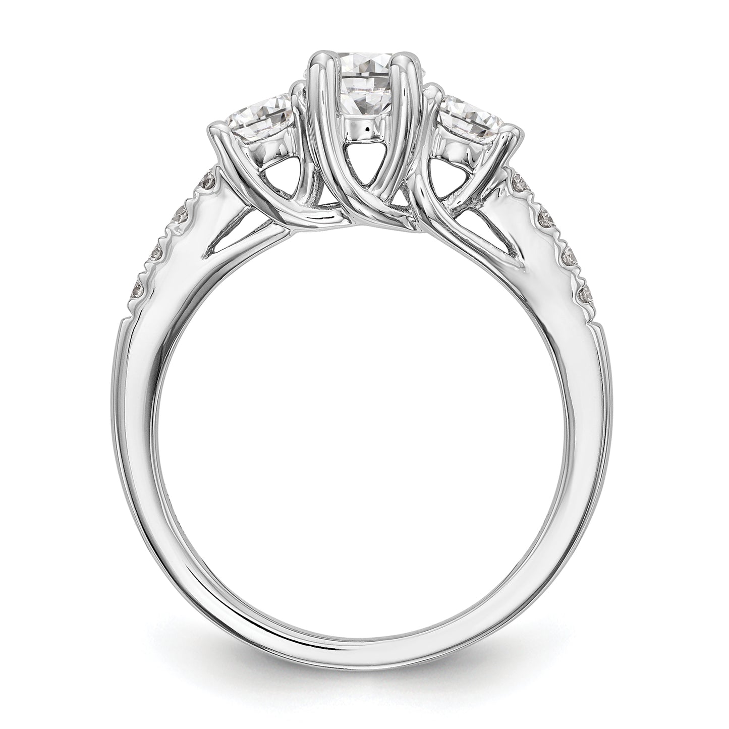 0.50ct. CZ Solid Real 14K White Gold 3-Stone Engagement Ring