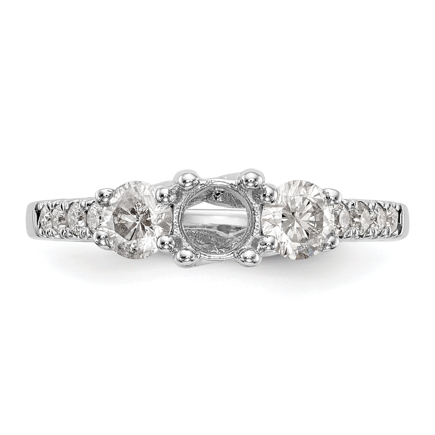 0.50ct. CZ Solid Real 14K White Gold 3-Stone Engagement Ring