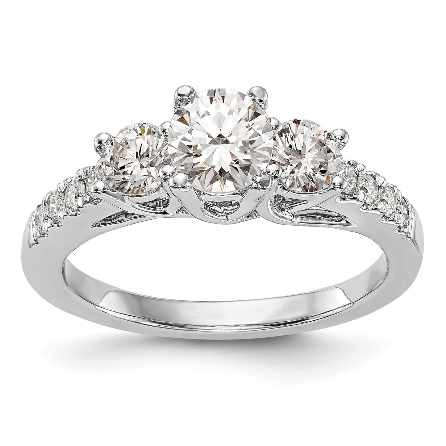 0.50ct. CZ Solid Real 14K White Gold 3-Stone Engagement Ring