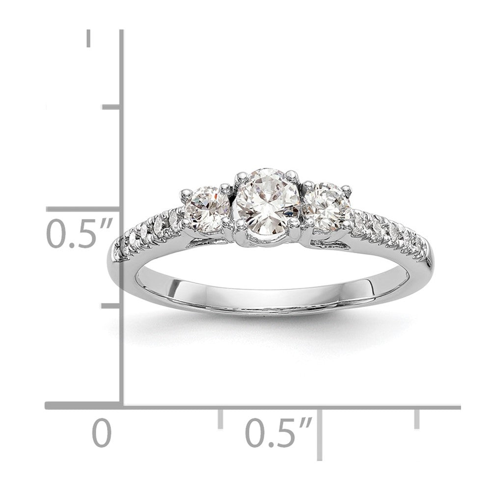 0.33ct. CZ Solid Real 14K White Gold 3-Stone Engagement Ring