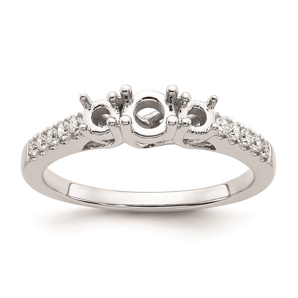 0.33ct. CZ Solid Real 14K White Gold 3-Stone Engagement Ring