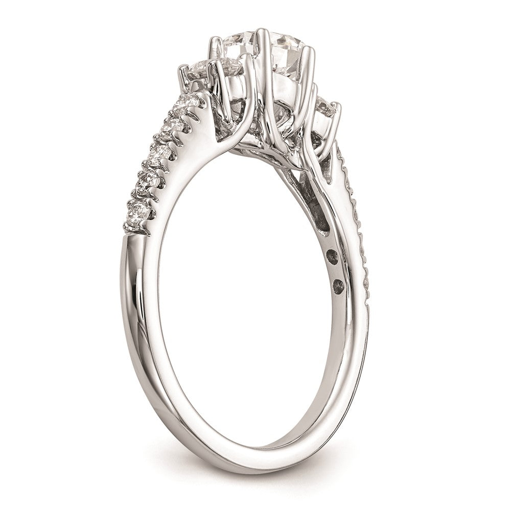 0.50ct. CZ Solid Real 14K White Gold 3-Stone Engagement Ring