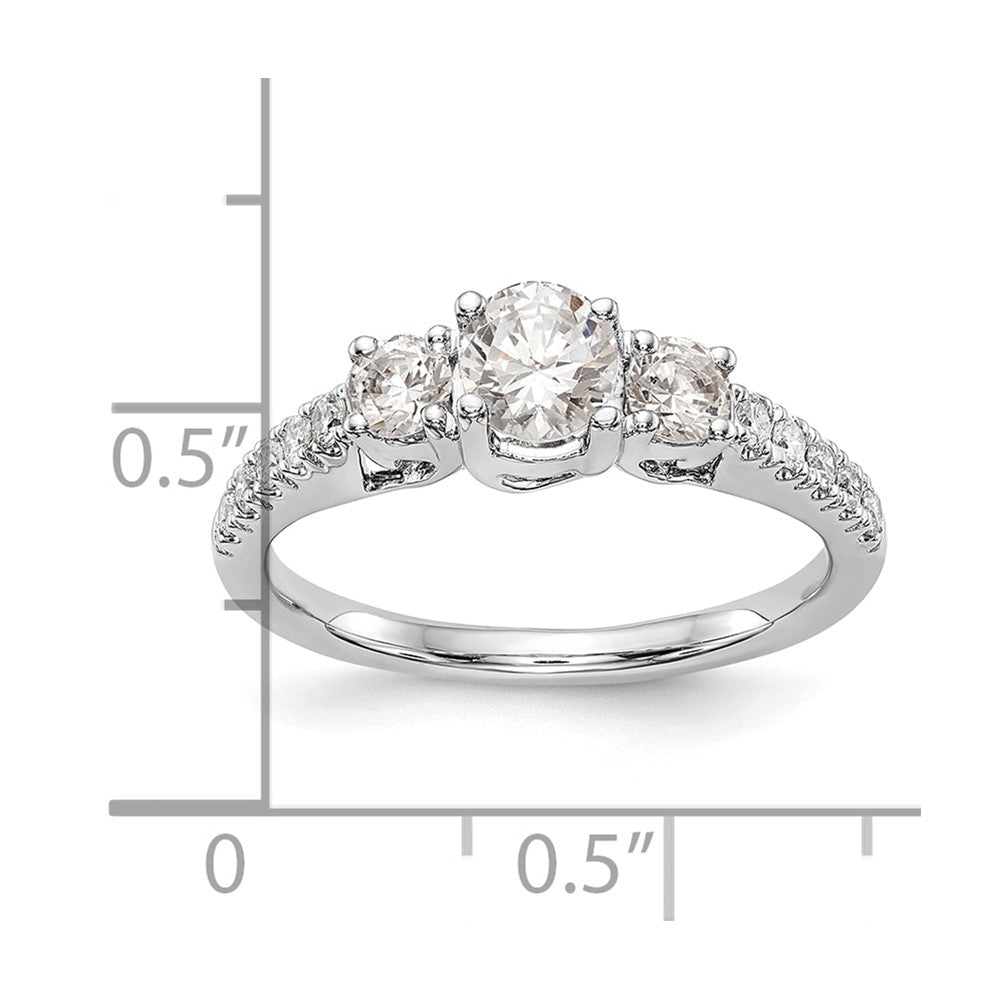 0.50ct. CZ Solid Real 14K White Gold 3-Stone Engagement Ring