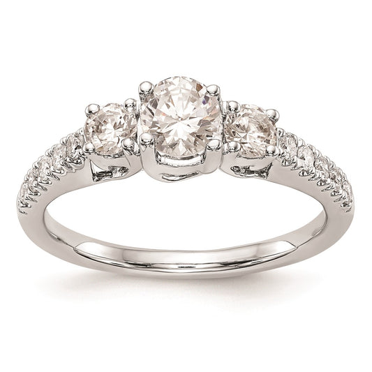 0.50ct. CZ Solid Real 14K White Gold 3-Stone Engagement Ring