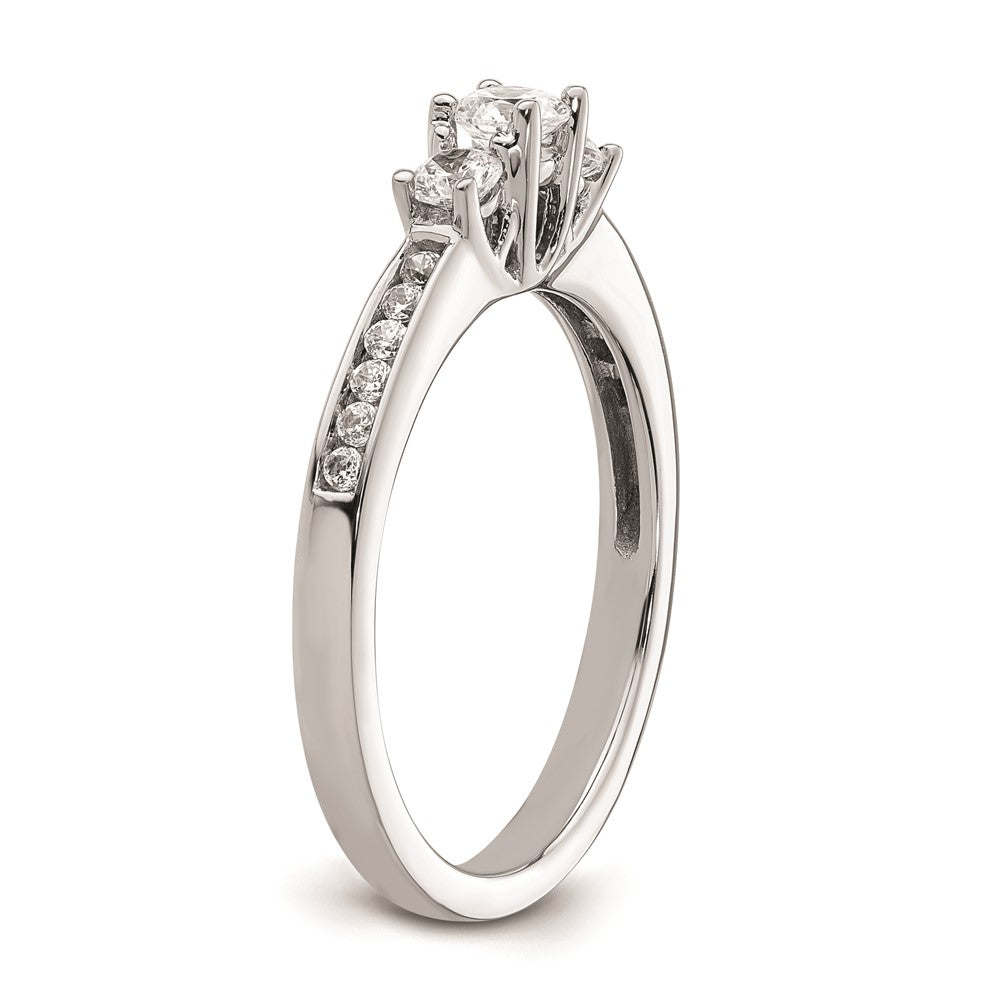 0.13ct. CZ Solid Real 14K White Gold 3-Stone Engagement Ring