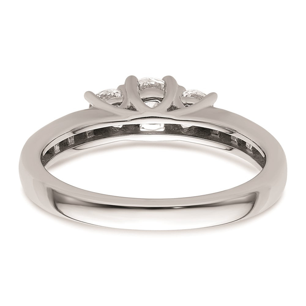 0.25ct. CZ Solid Real 14K White Gold 3-Stone Engagement Ring