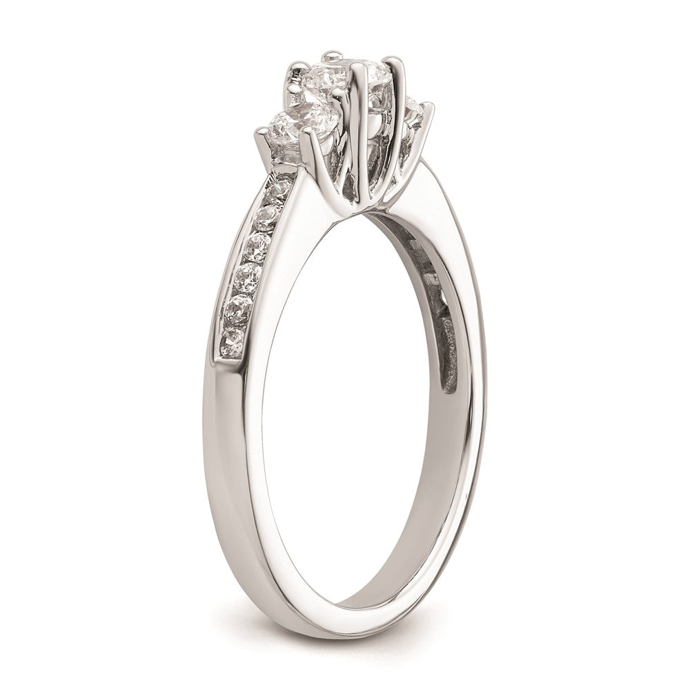 0.25ct. CZ Solid Real 14K White Gold 3-Stone Engagement Ring