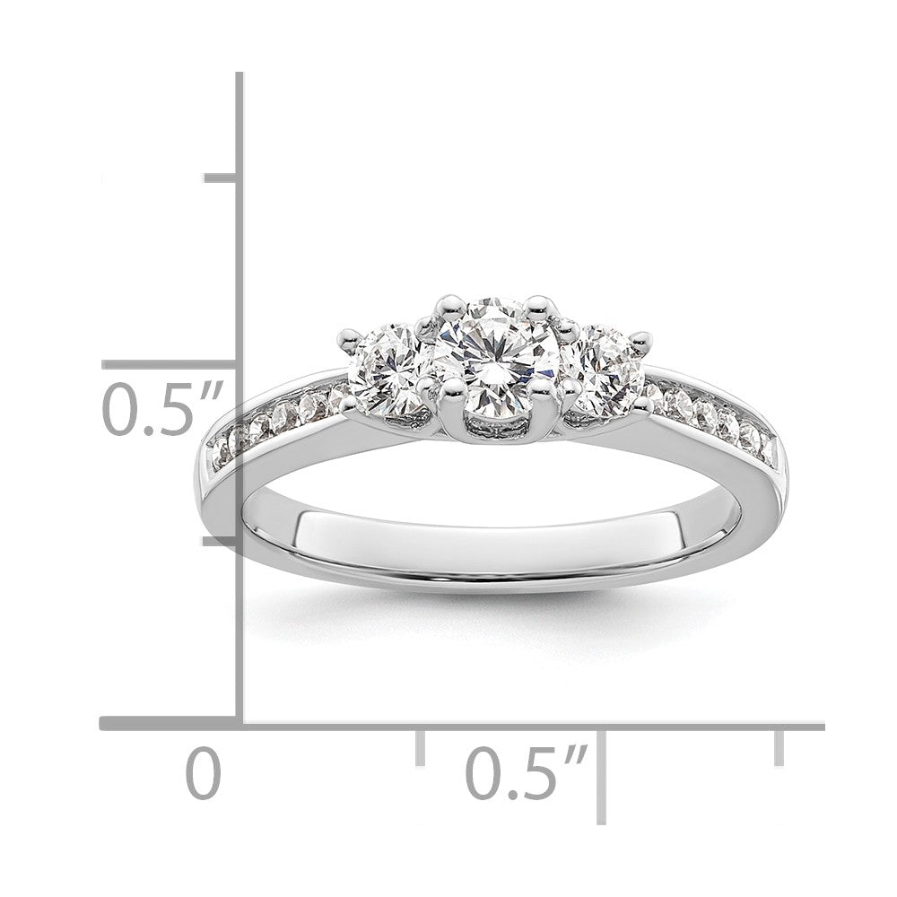 0.25ct. CZ Solid Real 14K White Gold 3-Stone Engagement Ring