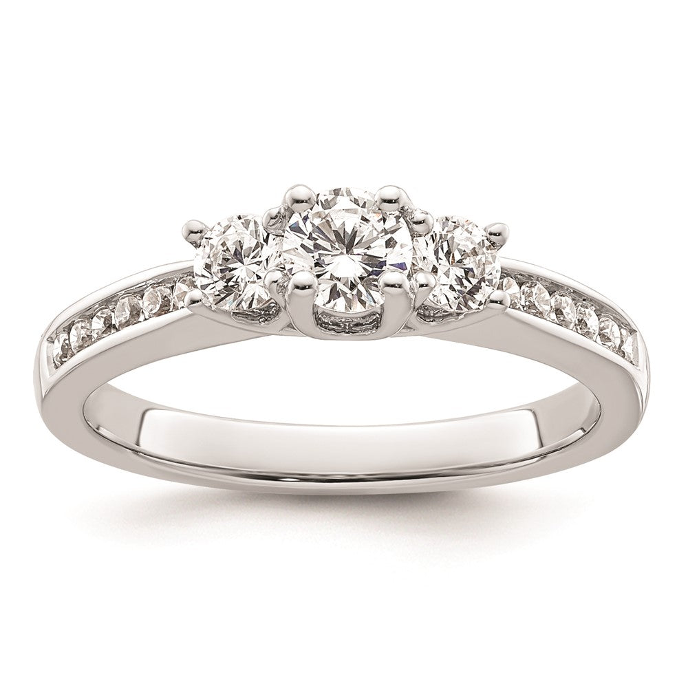 0.25ct. CZ Solid Real 14K White Gold 3-Stone Engagement Ring