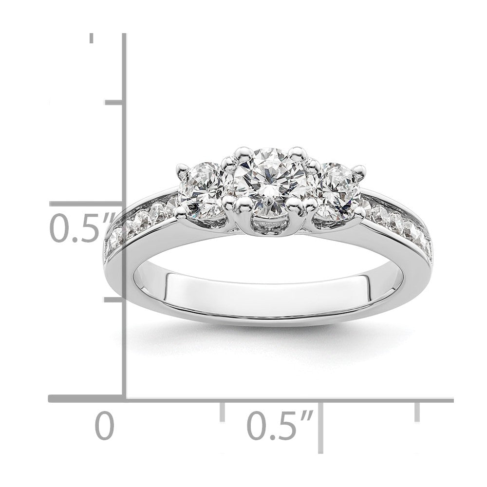 0.38ct. CZ Solid Real 14K White Gold 3-Stone Engagement Ring