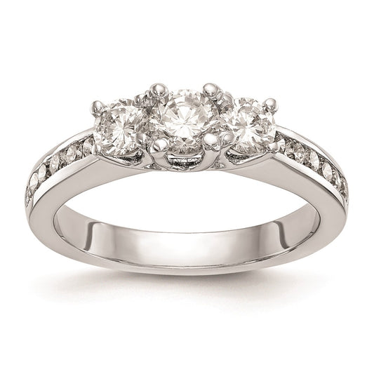 0.50ct. CZ Solid Real 14K White Gold 3-Stone Engagement Ring