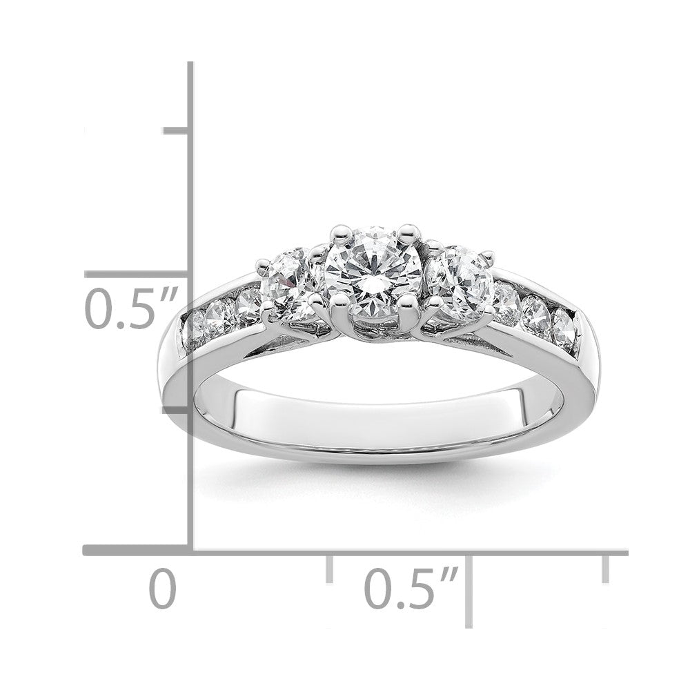 0.38ct. CZ Solid Real 14K White Gold 3-Stone Engagement Ring