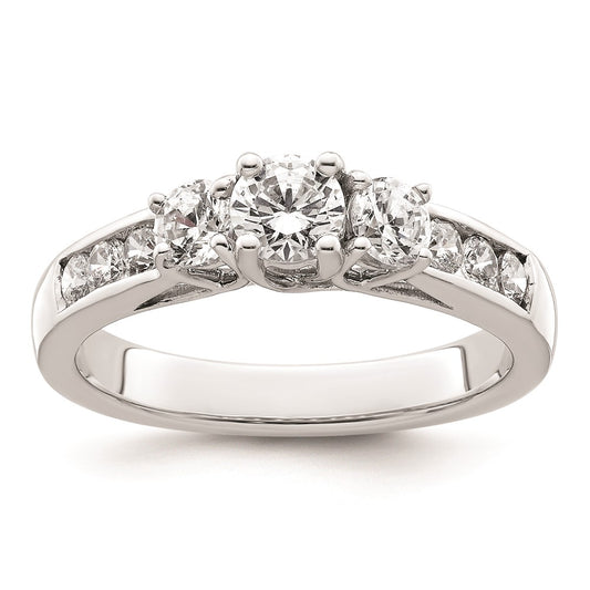 0.38ct. CZ Solid Real 14K White Gold 3-Stone Engagement Ring