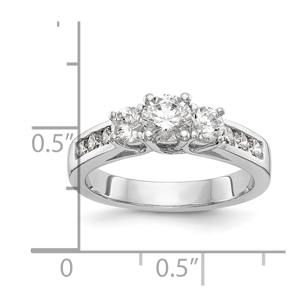 0.38ct. CZ Solid Real 14K White Gold 3-Stone Engagement Ring