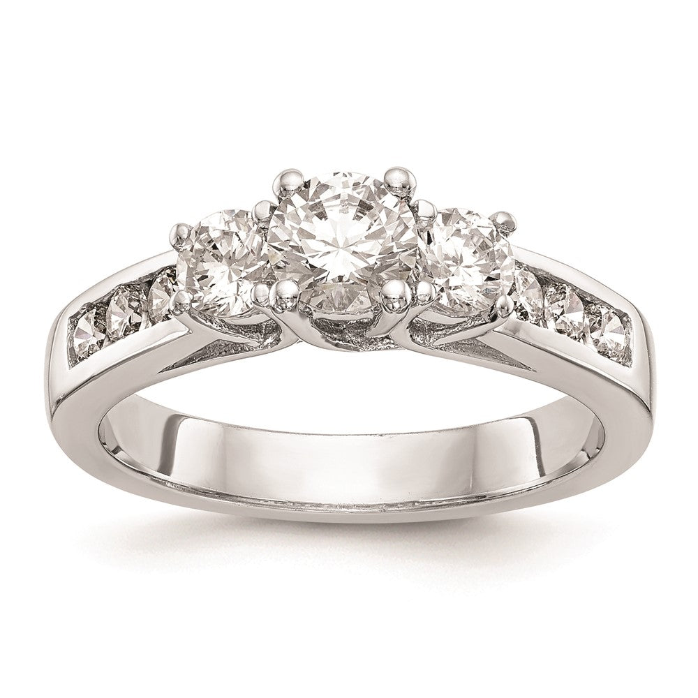 0.38ct. CZ Solid Real 14K White Gold 3-Stone Engagement Ring