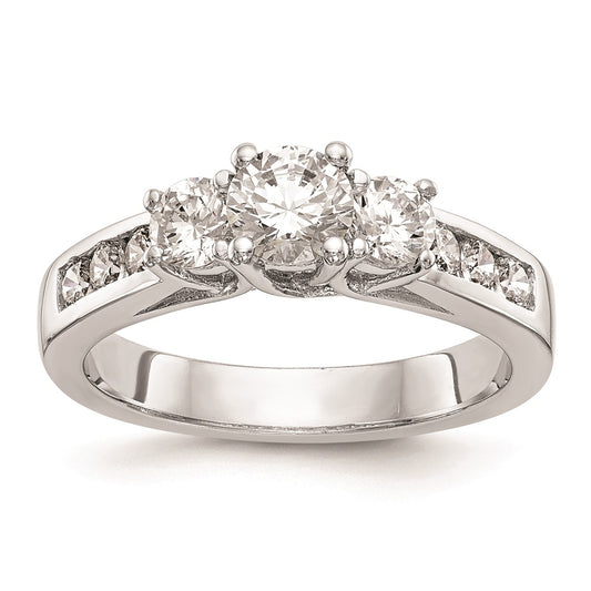 0.50ct. CZ Solid Real 14K White Gold 3-Stone Engagement Ring