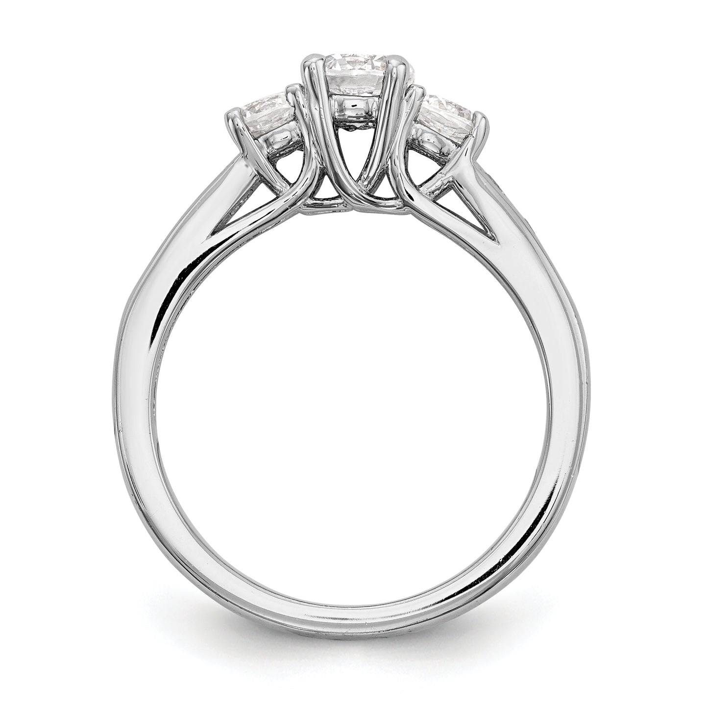 0.50ct. CZ Solid Real 14K White Gold 3-Stone Engagement Ring