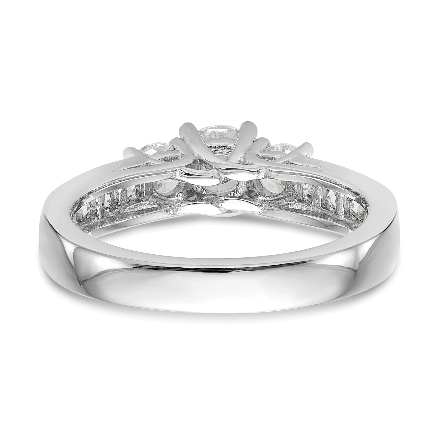 0.50ct. CZ Solid Real 14K White Gold 3-Stone Engagement Ring