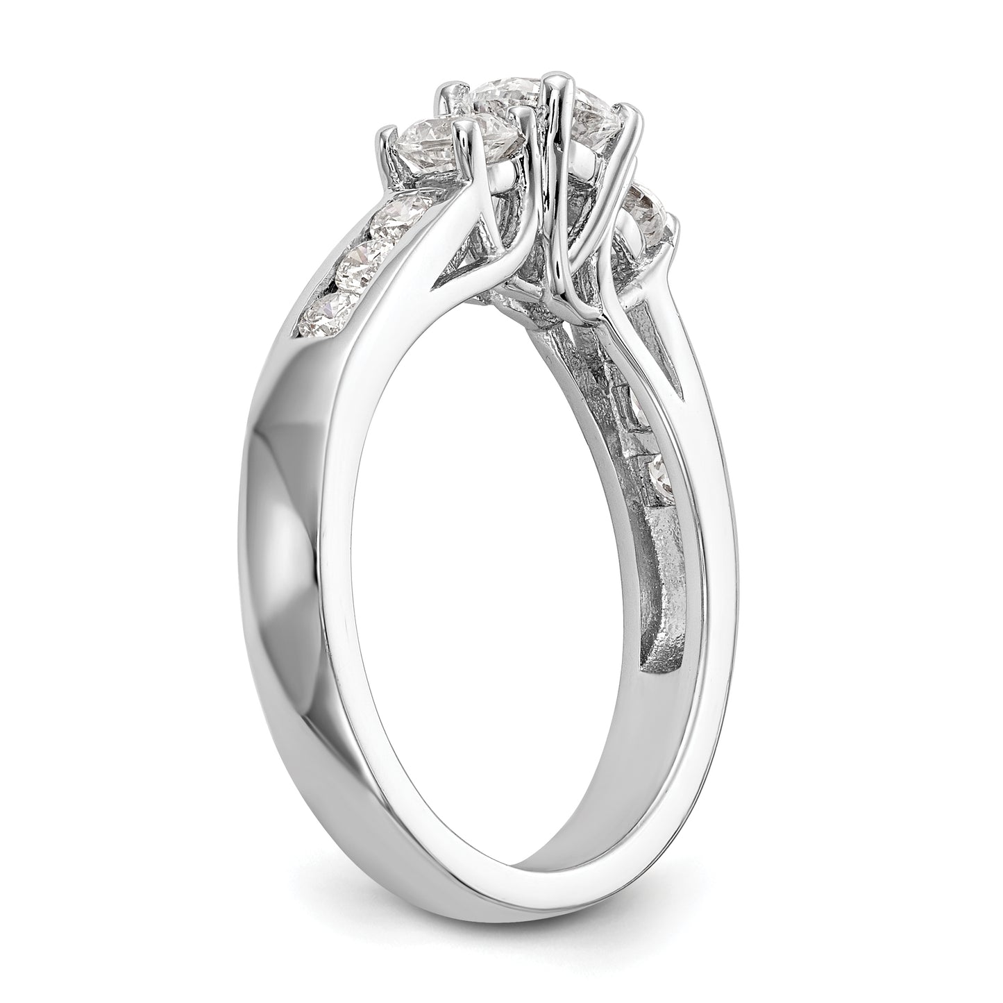 0.50ct. CZ Solid Real 14K White Gold 3-Stone Engagement Ring