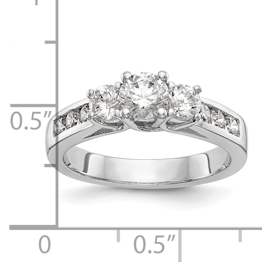 0.50ct. CZ Solid Real 14K White Gold 3-Stone Engagement Ring