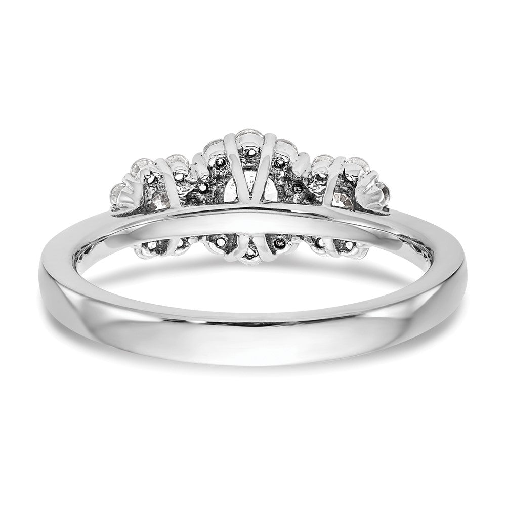 0.25ct. CZ Solid Real 14K White Gold 3-Stone Engagement Ring