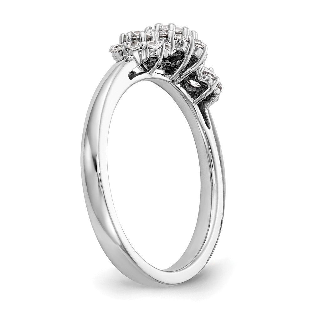 0.25ct. CZ Solid Real 14K White Gold 3-Stone Engagement Ring