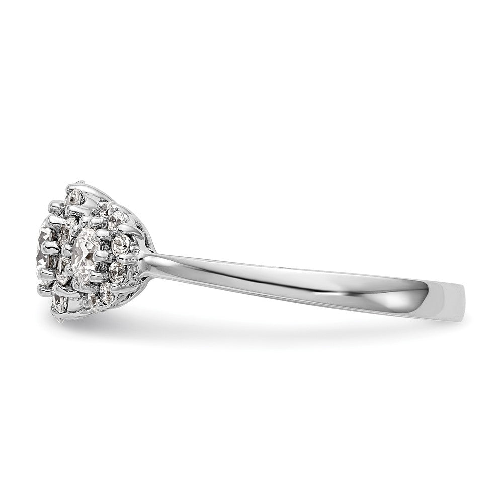 0.38ct. CZ Solid Real 14K White Gold 3-Stone Engagement Ring