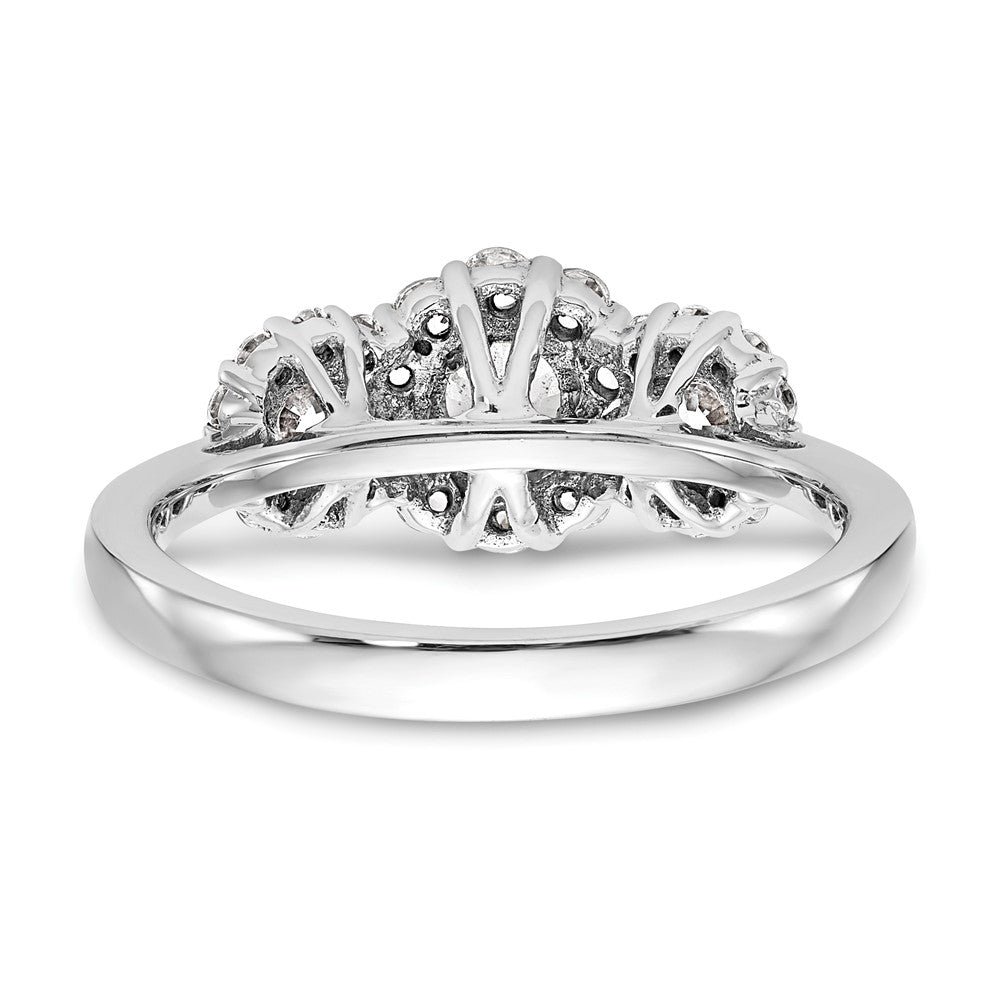 0.38ct. CZ Solid Real 14K White Gold 3-Stone Engagement Ring