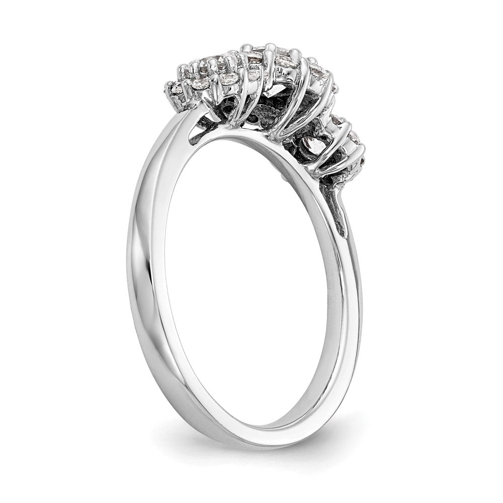 0.38ct. CZ Solid Real 14K White Gold 3-Stone Engagement Ring