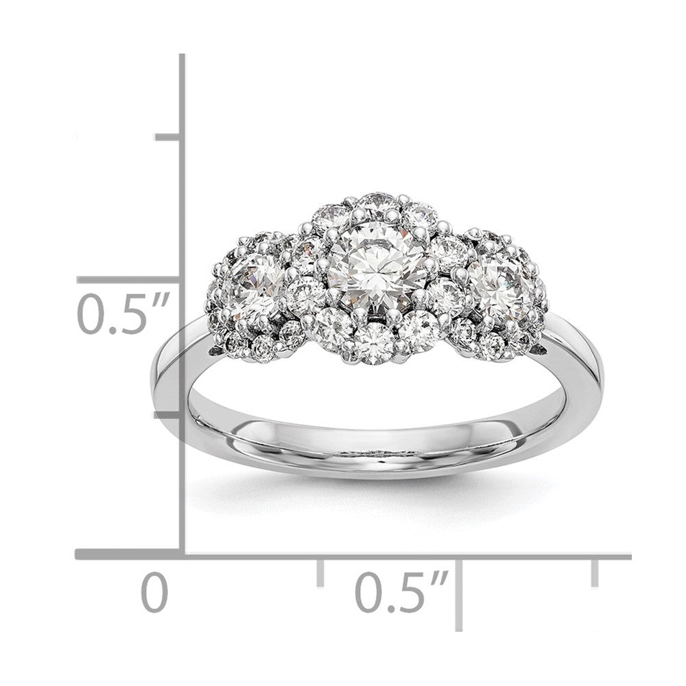 0.38ct. CZ Solid Real 14K White Gold 3-Stone Engagement Ring