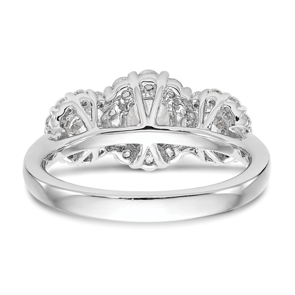 0.50ct. CZ Solid Real 14K White Gold 3-Stone Engagement Ring