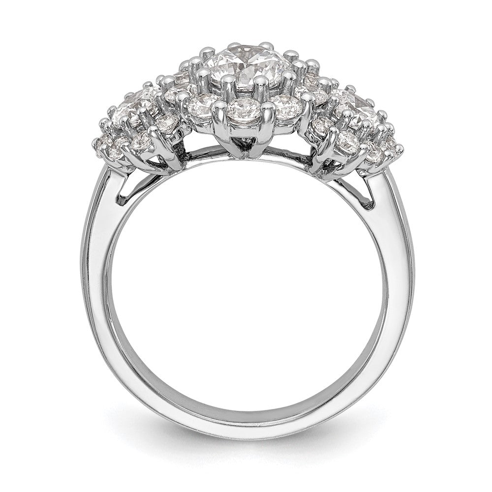 0.63ct. CZ Solid Real 14K White Gold 3-Stone Engagement Ring