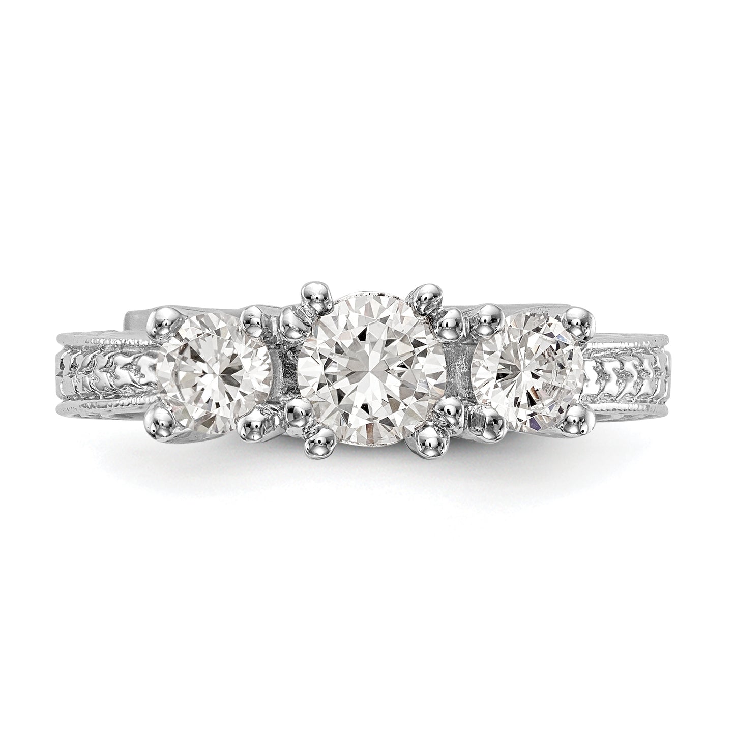 0.50ct. CZ Solid Real 14K White Gold 3-Stone Engagement Ring