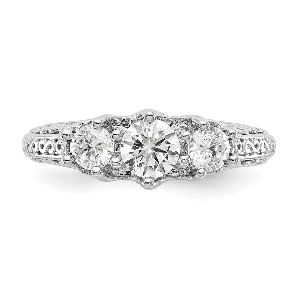 0.50ct. CZ Solid Real 14K White Gold 3-Stone Engagement Ring