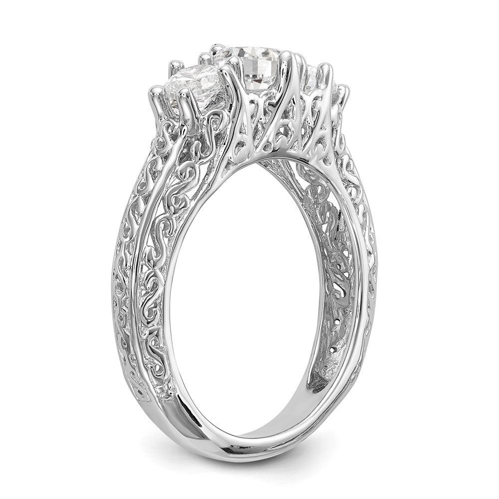 0.50ct. CZ Solid Real 14K White Gold 3-Stone Engagement Ring