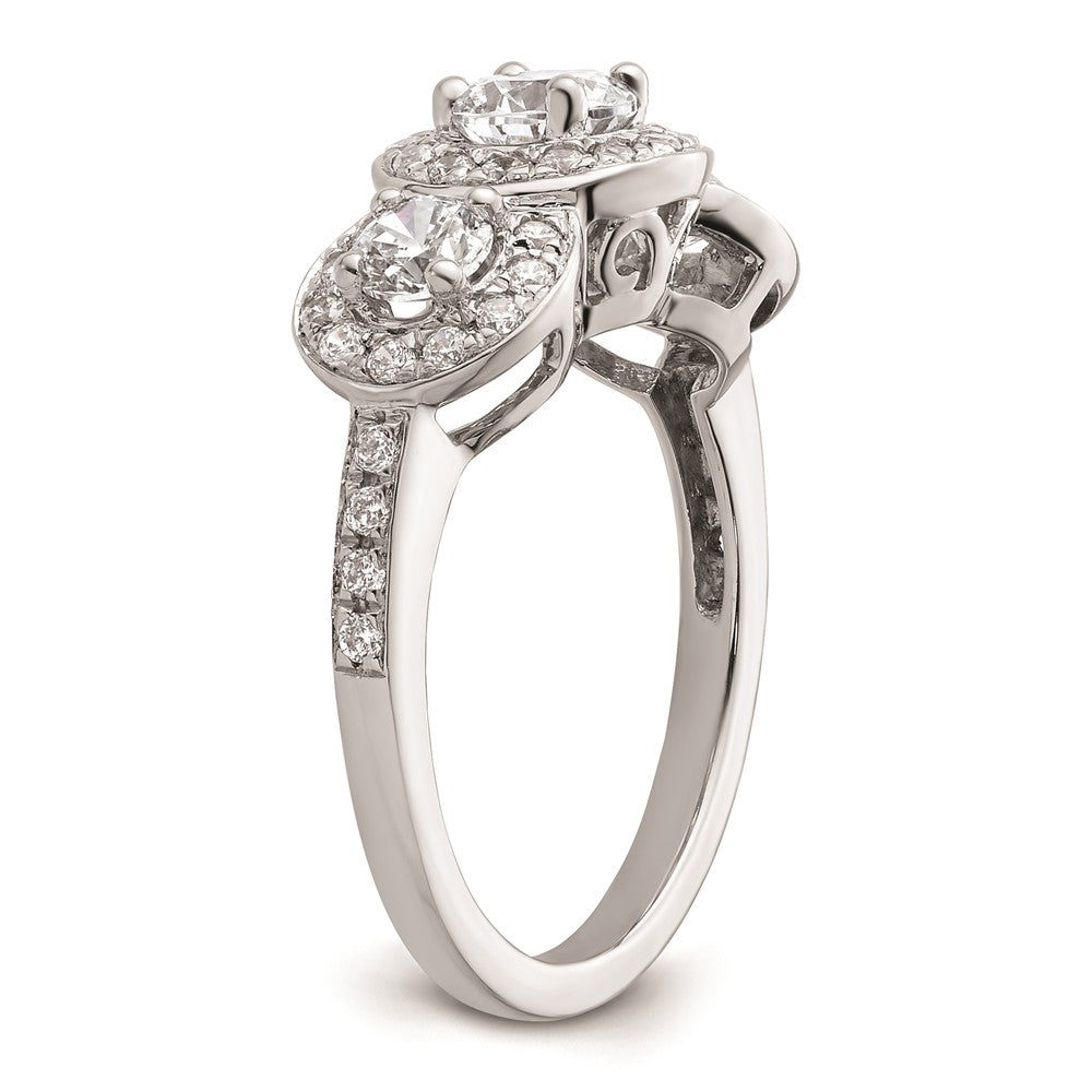 0.50ct. CZ Solid Real 14K White Gold 3-Stone Engagement Ring