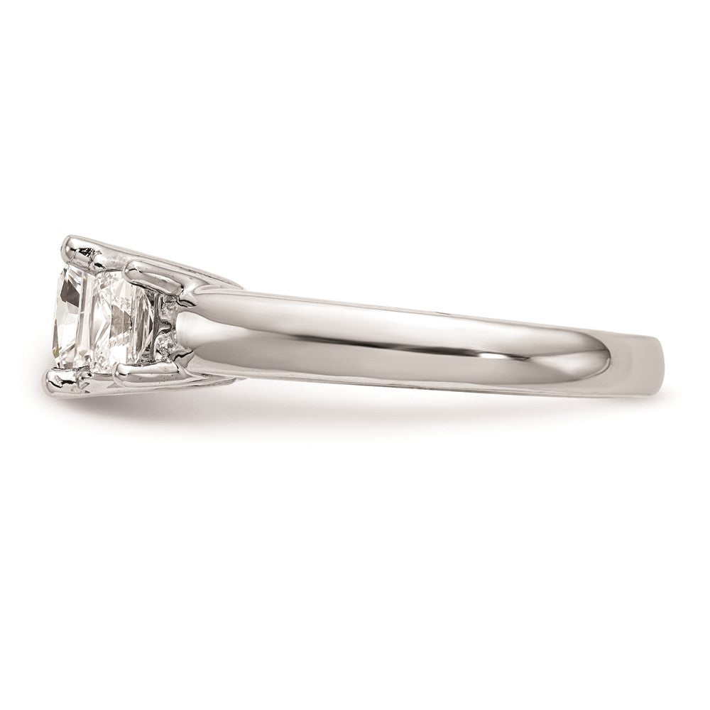 0.16ct. CZ Solid Real 14K White Gold 3-Stone Engagement Ring